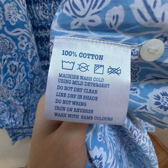 Tuckernuck Pink City Prints Isabel Ornate Sky Blue Smocked Midi Dress - Picture 15 of 16